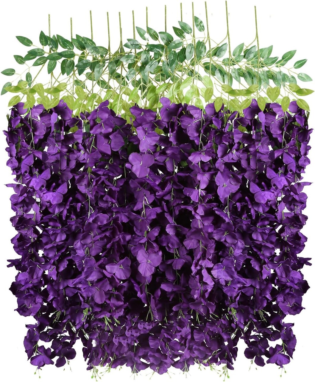 Wisteria Flower Vines Garland 3.6ft 12PCS Wisteria Artificial Flower (Dark Purple)